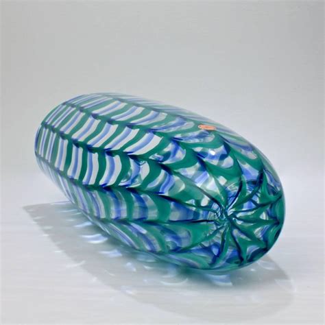 Large Seguso Viro Murano Glass Limited Edition Blue And Green Grate