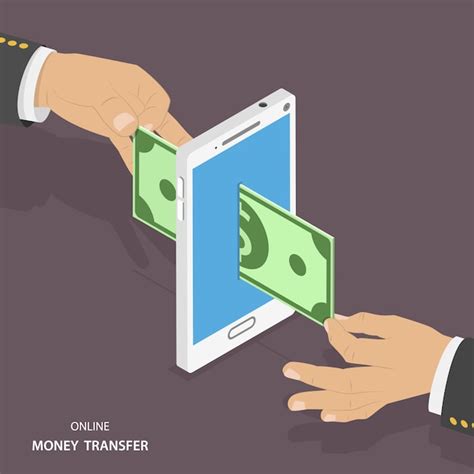 Transferencia de dinero en línea ilustración vectorial isométrica