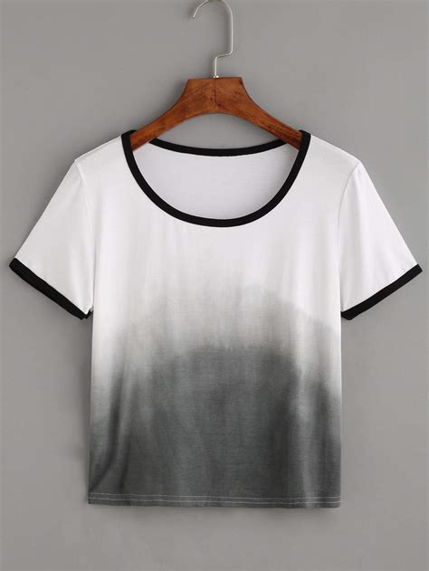 Ombre Contrast Trim T Shirt Shein Sheinside