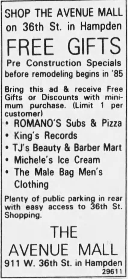 Avenue Mall Stores 1984 - Newspapers.com™