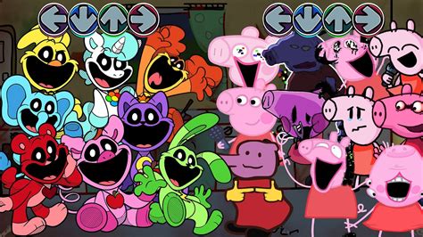 FNF Smiling Critters ALL PHASES Vs All Peppa Exe Sings Bacon Song