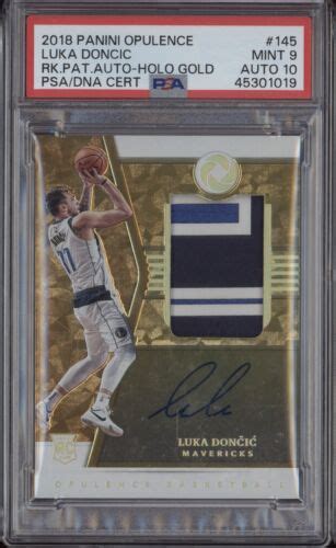 Luka Doncic Psa 9 2018 Panini Opulence 145 Rookie Patch Auto Holo Gold