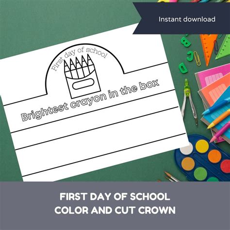 First Day Of School Crown Brightest Crayon In The Box Etsy First