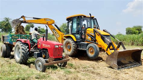 Mahindra Tractor Di Fully Loaded Mud By Jcb Dx Machine Tractor