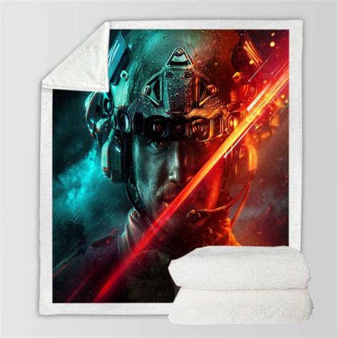 Battlefield 2042 Neon Colour Video Game Sherpa Fleece Blanket