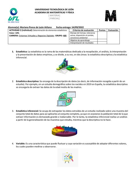 Actividad Determinaci N De Elementos Estad Sticos Universidad