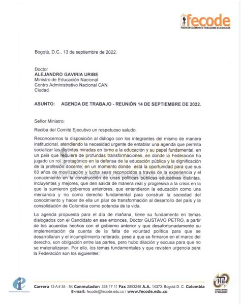 Fecode On Twitter Compartimos Documento Que Ser Entregado Por El