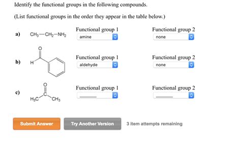 Solved Identify The Functional Groups In The Following Chegg