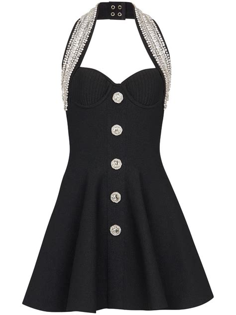 Balmain Halter Neck Buttoned Minidress Black Farfetch