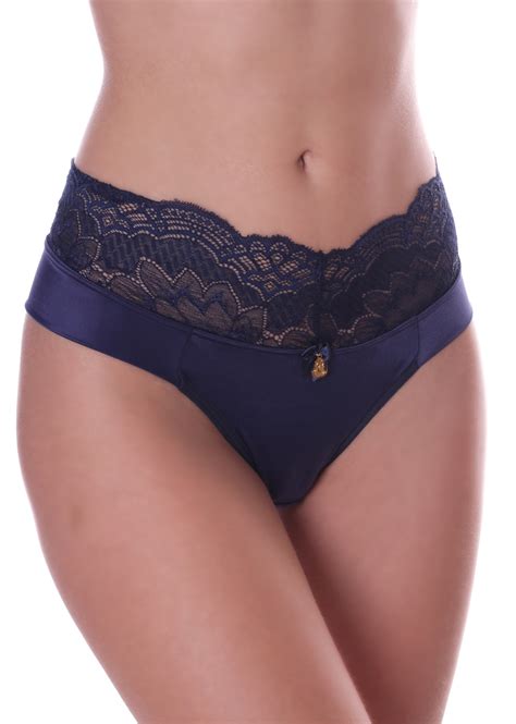 Calcinha Simony Lingerie Fio C S De Renda Microfibra Azul Renner