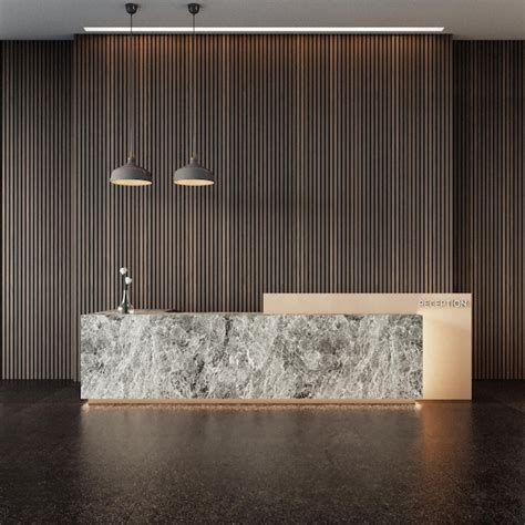 Premium Photo Luxury Modern Reception Desk 3d Rendering