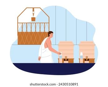 Drinking Zam Zam Water While Performing Stock Vector Royalty Free