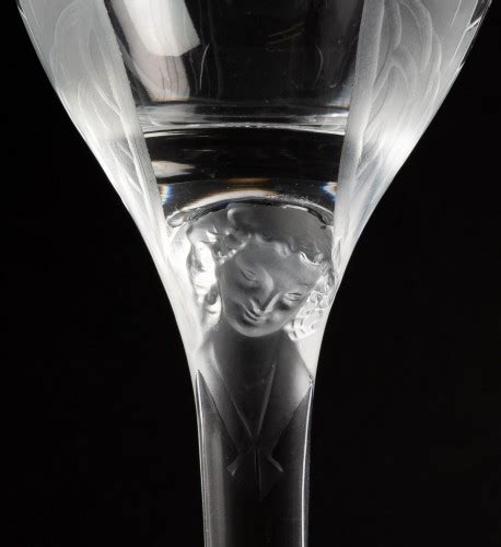 Marc Lalique Champagne Flutes Glasses Ange De Reims Crystal