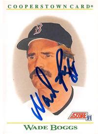 Wade Boggs Autographed Baseball Card Score B Cooperstown Boston