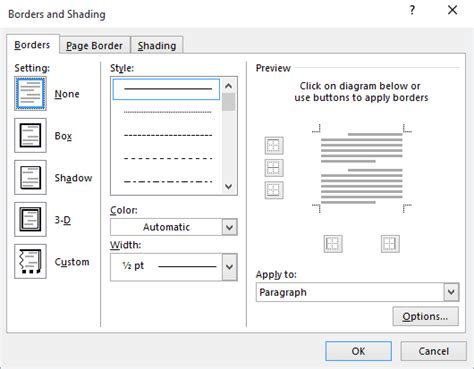 How to use paragraph borders and shading