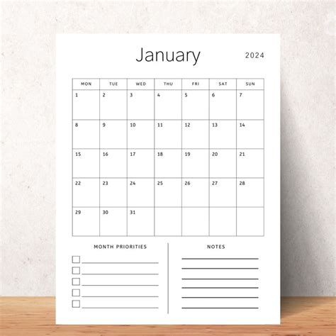 Dated Planner Calendar Printable Template Dated Monthly Calendar