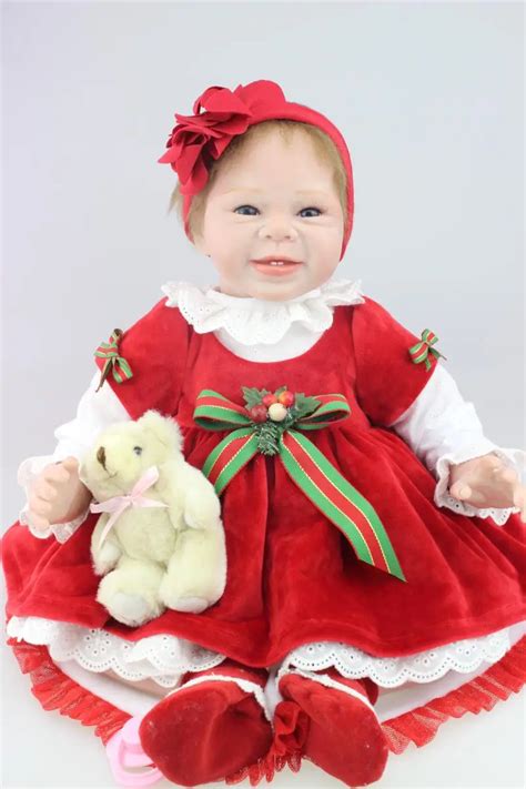 Soft Body Silicone Reborn Baby Dolls Girls Boys 55cm Christmas Dress