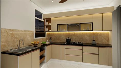 Modern Glossy L Shape Wooden Modular Kitchen At Rs Sq Ft In New