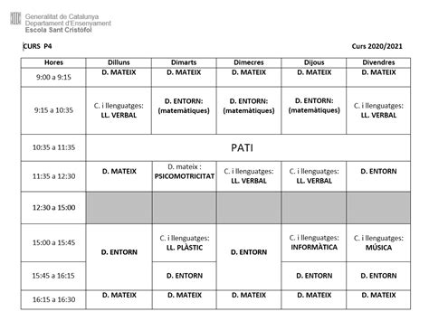 Horari Educaci Infantil