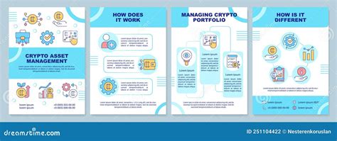 Crypto Asset Management Blue Brochure Template Stock Vector Illustration Of Blockchain Poster