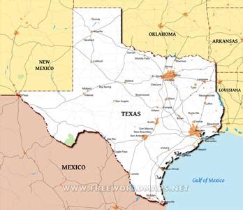 Physical map of Texas