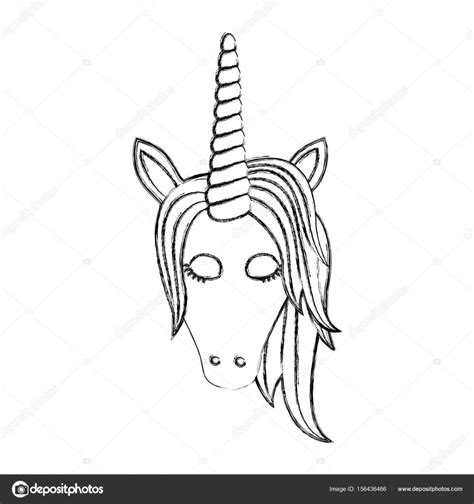 Silueta borrosa monocromática de la cara frontal del unicornio femenino