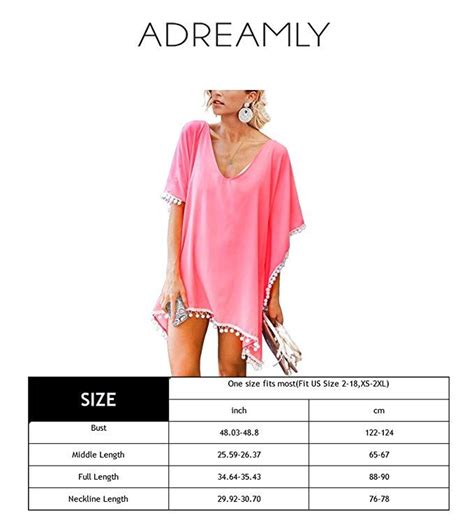 Adreamly Womens Pom Pom Trim Kaftan Chiffon Swimwear Bathing Suit