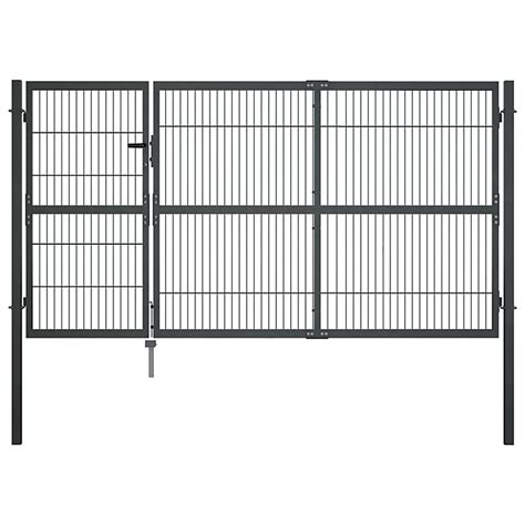 Berkfield Garden Gate With Posts Steel 350x140 Cm Anthracite Diy At Bandq