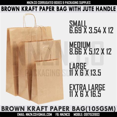 Nnzn Ribbed Kraft Paper Bag With Twist Handles Brown Kraft Paper Bag With Handle S M L Xl 105gs