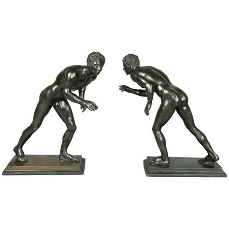 Pair Of Bronze Grand Tour Figures Of Voltaire And Rousseau Circa 1850