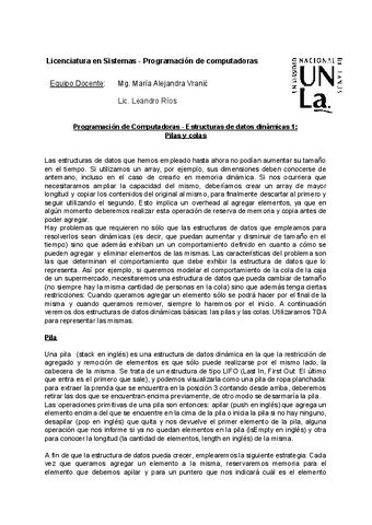 Programacion Estructuras De Datos Dinamicas Pilas Y Colas Pdf