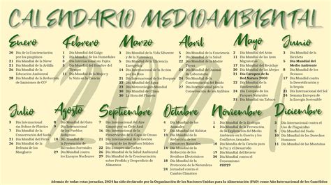 EFEMÉRIDES AMBIENTAL Calendario ecológico éstas son las fechas clave