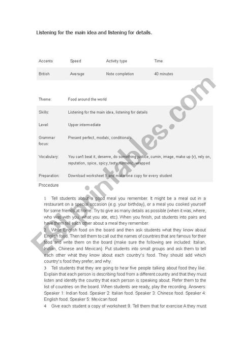 Food Lesson Plan For Kindergarten