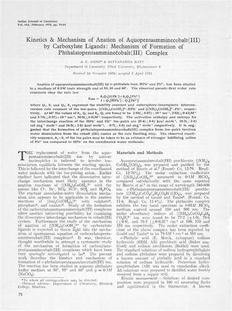 Pdf Kinetics Mechanism Of Anation Of Nopr Niscair Res In Bitstream