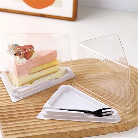 Wholesale Transparent Triangle Mousse Dessert Cake Tray Plastic