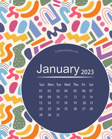 Abstract Colorful Pattern Calendar Free Printable Templates