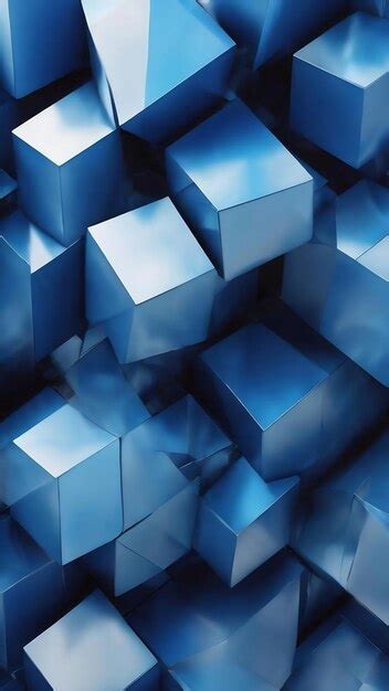 Premium Photo Abstract Blue Cubic Patterned