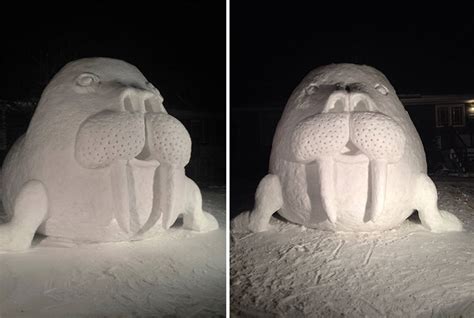 These Three Brothers Create Epic Snow Sculptures In Their Front Yard