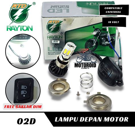 Lampu Depan RTD M02D FREE BONUS SAKLAR DIM 3 TITIK 3 Sisi Mata LED