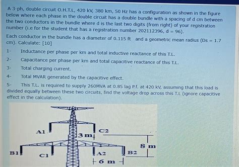 Solved A 3 Ph Double Circuit Ohtl 420 Kv 380 Km 50 Hz