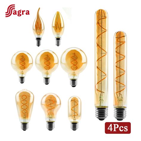 Ampoule LED Vintage Filament Spiral Lampe Edison E14 AC 220V C35 A60