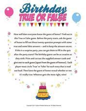 Free Birthday Party Games and Printable Activities for Parties