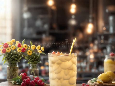 Lemonade Stand With Variety Of Flavors Including Tart And Sweet Stock