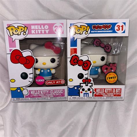 Hello Kitty Funko Pop Lot Classic Flocked 28 And Chase 8 Bit 31