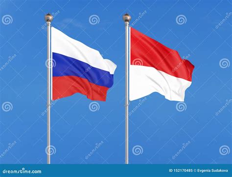 Russia Vs Indonesia Thick Colored Silky Flags Of Russia And Indonesia