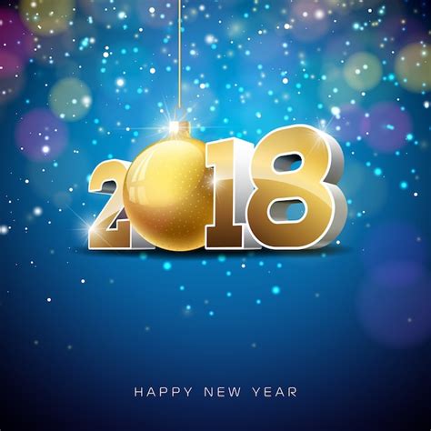 Vector Happy New Year Illustration Sur Fond D Clairage Brillant