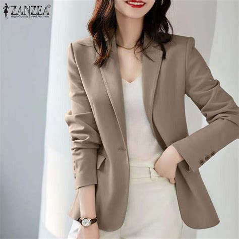 ZANZEA Dames Casual Turn Down Kraag Vest Met Lange Mouwen Blazer