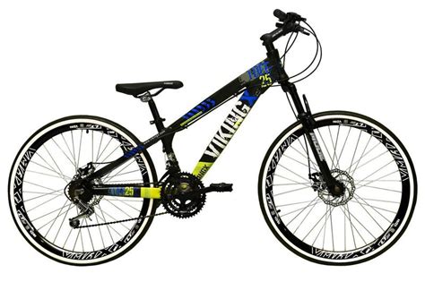 Bicicleta Aro 26 Vikingx Tuff Preto Amarelo 21v Alumínio Freio a