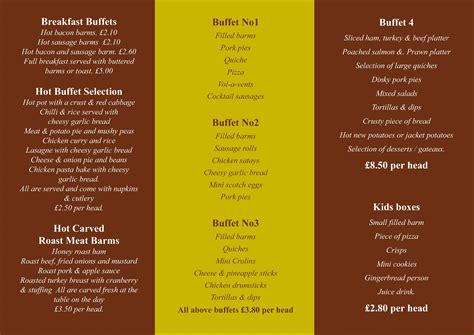 Buffet Menu in Blackpool - The Cottage Bakery