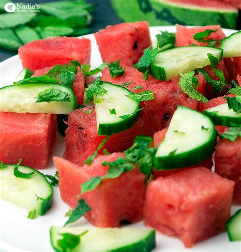 Watermelon Cucumber and Mint Salad